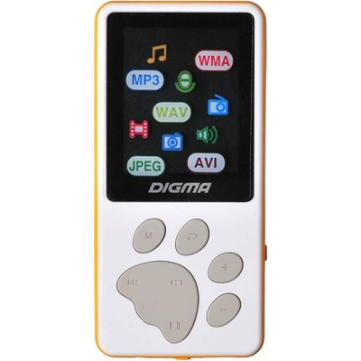 Flash MP3 плеер Hi-Fi  Digma S4 8Gb белый/оранжевый/1.8"/FM/microSDHC